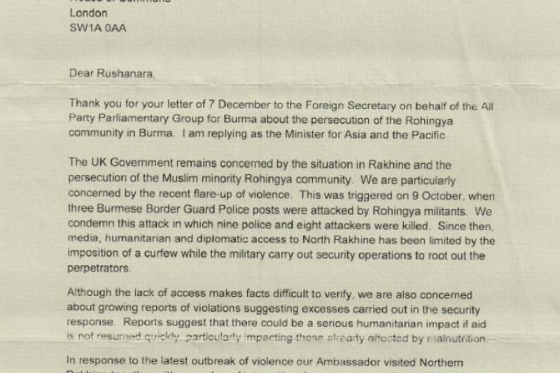 Shabana Mahmood signs open letter to Foreign Secretary about the recent escalation of violence against Rohingya Muslims in Burma