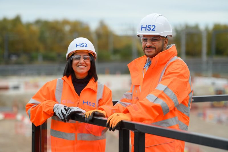 Shabana Mahmood MP meets local constituent Michael who has secured a job on HS2.