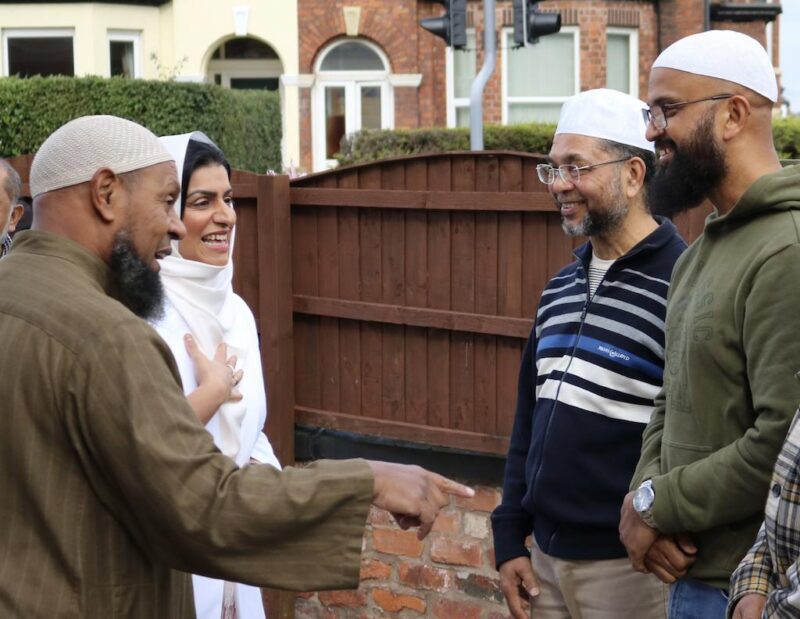Shabana meets worshippers at Southport mosque.